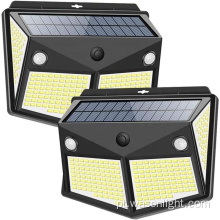 2021 Atualizado a luz solar solar externo 260led, sensor de movimento solar sem fio, com 6 lados LED para o jardim do jardim e a cerca